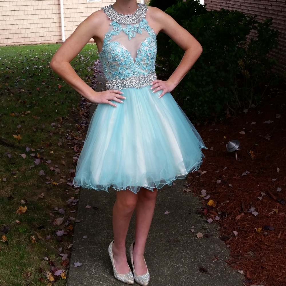 Turquoise short homecoming /formal dress.